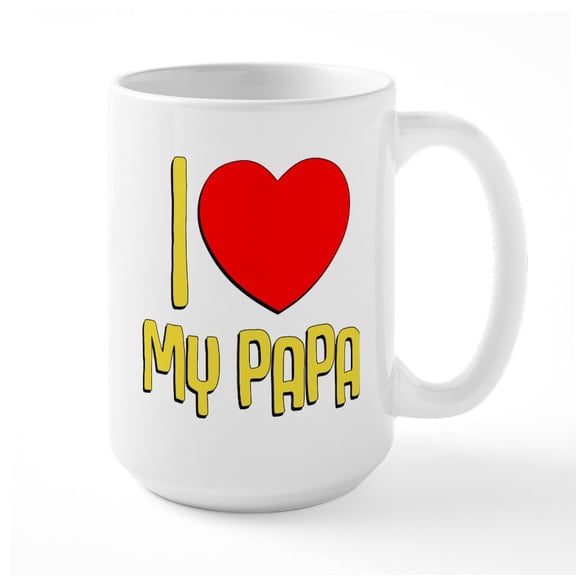 CafePress - I Heart My Papa - 15 oz Ceramic Large White Novelty Mug