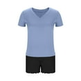 thumbnail image 4 of Modal Pajama Set For Women - Cooling Short Sleeve V-Neck Top with Matching Shorts | Relaxed Fit Solid Color Lounge wear with Delicate Lace Trim, 4 of 6