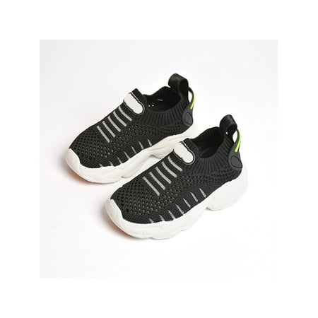 

Lacyhop Kids Sneakers Breathable Casual Sneaker Slip On Athletic Shoe School Soft Running Shoes Comfort Thick Sole Sport Trainers Black With Logo 6.5C