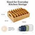 thumbnail image 2 of FOUKUS Container Lid Organizer: Bamboo Kitchen Storage Organizer with Adjustable Dividers for Plastic Lid Organizer, Food Container Lid Organizer for Cabinet, Drawer, Pantry & Countertop Organization, 2 of 6