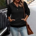 thumbnail image 3 of Yokua Women's Hoodies Casual Long Sleeve Quilted Half Button Drop Shoulder Pullover Tops Loose Drawstring, 3 of 8