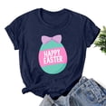 thumbnail image 2 of Savings Women Easter Short Sleeve Round Neck Shirts Casual Cute Print Tee Summer Lightweight Pullover Tops (XL, B Navy), 2 of 3