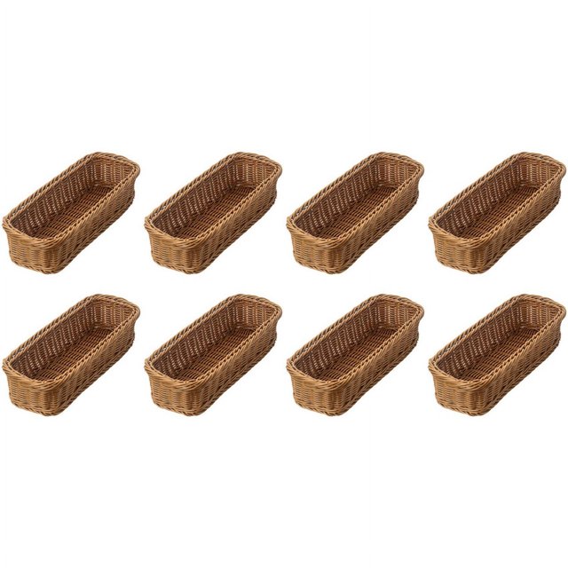 8X Cesta de almacenamiento de cubiertos de escritorio Cesta tejida Caja de almacenamiento de drenaje de vajilla de restaurante Cesta de almacenamiento de vajilla, Marrón