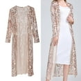 thumbnail image 4 of Yunhgft Women's Club Cardigan Sequin Jacket Long Sleeve Open Front Elegant Jacket Coat Golden, 4 of 9