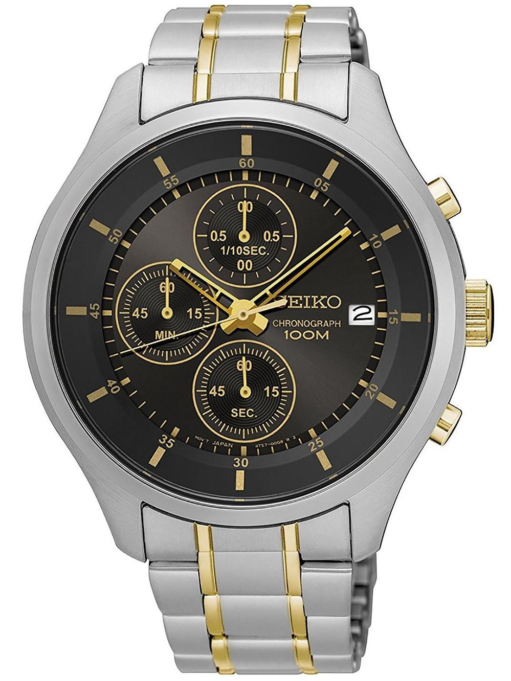 Seiko Men's 43mm Two Tone Steel Bracelet Steel Case Hardlex Crystal