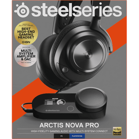SteelSeries Arctis Nova Pro Multi-System Gaming Headset - Premium Hi-Fi Drivers - Hi-Res Audio - 360° Spatial Audio - GameDAC Gen 2 - ESS Sabre Quad-DAC - ClearCast Gen 2 Mic - PC, PS5, PS4, Switch