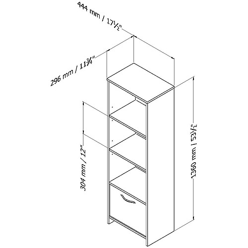 South Shore SoHo 3-Shelf Bookcase/Media Storage, Multiple Finishes