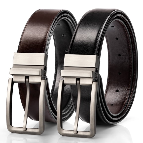 Timarkment Men Belt Reversible Leather Belts for Men Black Brown Belts, One Belt Reverse Two Side