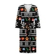 thumbnail image 3 of Yuyamidu Christmas Robe Womens Long Sleeve Robes Gingerbread Man Bathrobe Snowflake Nightgowns Size M Comfy Pajamas Sleepwear Black Dressing Gown with Waist Belt, 3 of 7