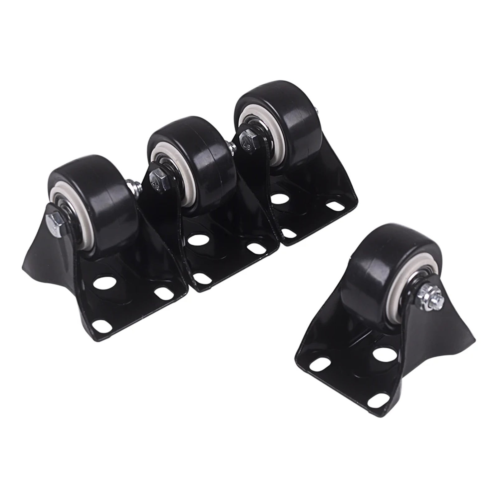 4Pcs 1.6 Inch Dia Heavy Duty 200KG Black Polyurethane Fixed Castor Wheels Trolley Furniture Caster ,Reliable