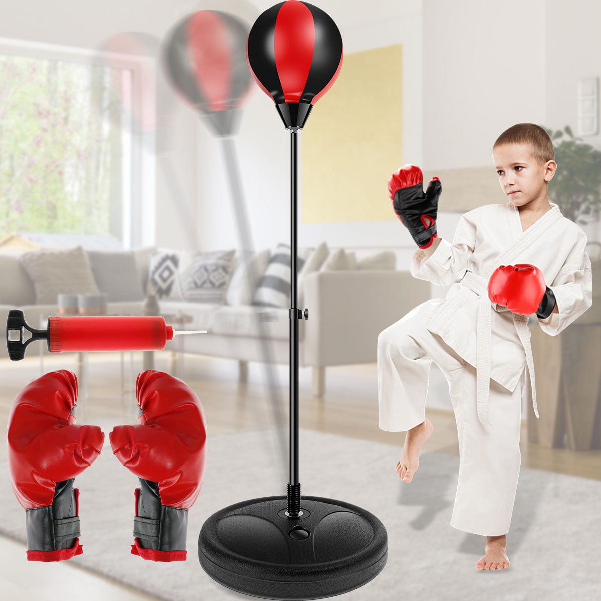 Punching Bag for Kids PU Leather Punching Bag with Stand and Boxing