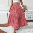 thumbnail image 5 of Women's Smocked High Waist Maxi Skirt Casual Boho Long Skirts with Pockets Red M, 5 of 9
