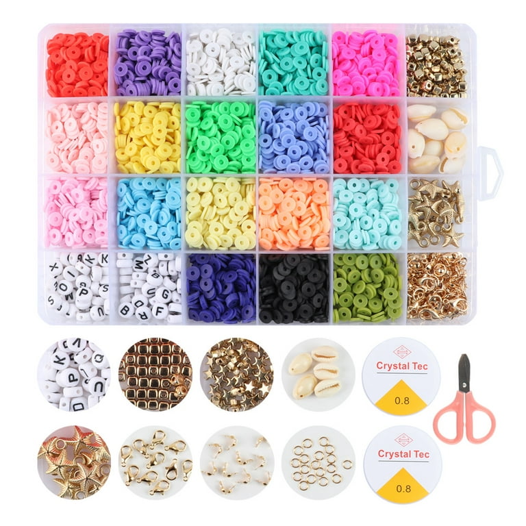 Feildoo Bead Bracelet Making Kit Rainbow Beads Girl'S Braided Hair Beads  Ideal Gift,24 Grids 3Mm Rice Bead Color System 3 With Accessories 