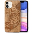 thumbnail image 1 of Case Yard Wooden Case Outside Soft TPU Silicone, Slim Fit Shockproof Wood Protective Phone Cover for Girls Boys Men and Women, Supports Wireless Charging Leopard Sketch Design case for iPhone-11, 1 of 7