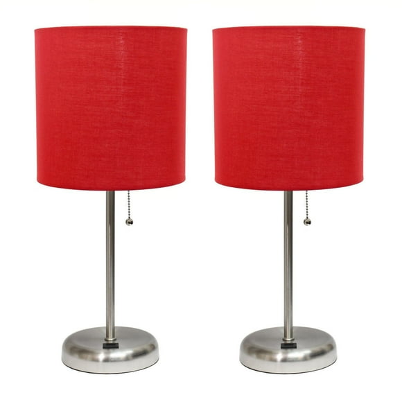 LimeLights Lampe bâton avec port de chargement USB et ensemble de 2 abat-jour en tissu