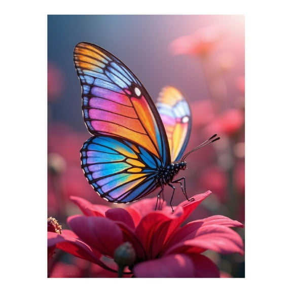 Diamond Art Kits for Adults, Colorful Butterfly On Flower 5D Diamond Painting Kits for Adults Beginners, DIY Full Drill Diamond Painting, Gem Art and Crafts 12x16