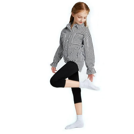 

THEE BRON Toddler/Little Girls Basic Cotton Capri Leggings Pants
