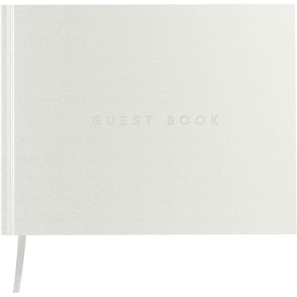 Useful Co. Classic Black Guest Book, Guest Book Alternative for Party, Sign in Book, Vacation Home, Funeral Guest Book, Hardbound Guestbook, Leather Cover, 112 Pages, 9 x 7 Inches - White