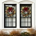 thumbnail image 4 of Yastouay 24" Pre-lit Christmas Wreath with Bow, Artificial Pine Wreath with Red Balls for Xmas Decor, 4 of 11