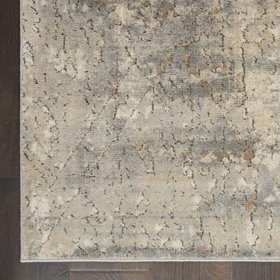 9' X 12' Beige and Gray Abstract Power Loom Area Rug