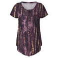 thumbnail image 6 of Horkkom Womens Plus Size Tops Casual Print Short Sleeve V-Neck with Button Loose Tops T-Shirt Blouse, 6 of 6