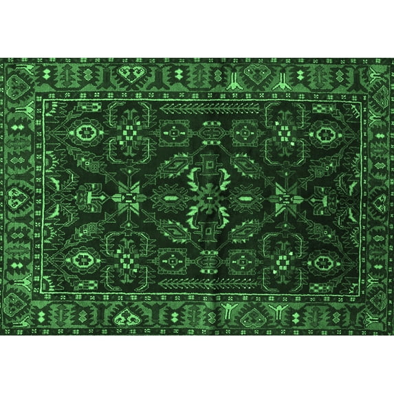Ahgly Company Indoor Rectangle Persian Emerald Green Traditional Area Rugs, 5' x 7'