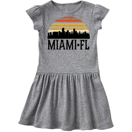 

Inktastic Miami Florida Skyline Retro Sunset Gift Toddler Girl Dress