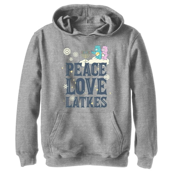 Boy's Care Bears Hanukkah Peace Love Latkes Pull Over Hoodie
