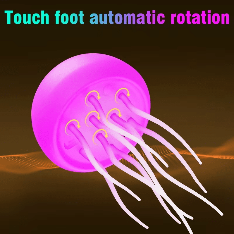 The jellyfish Atmosphere Light Voice Control Night Lights Lamp With Warm Light Full Color RGB LED Two modes Auto Rotate Tentacles Gradient Bedside Lamp Type-C