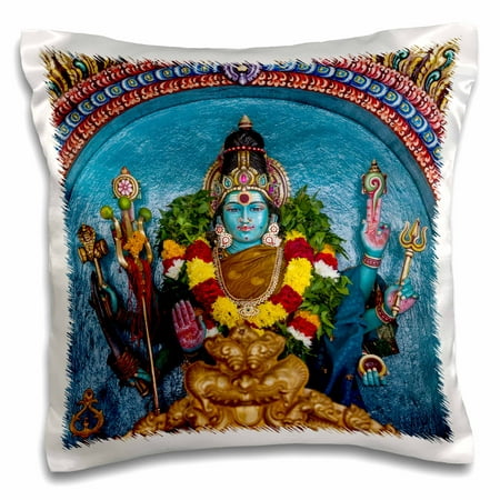3dRose Singapore, Chinatown, Sri Mariamman Hindu Temple, Hindu deity detail - Pillow Case, 16 by