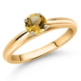 thumbnail image 2 of Gem Stone King 10K Yellow Gold Yellow Citrine Solitaire Engagement Ring for Women (0.73 Cttw, Round 5MM, Gemstone, Available in Size 5, 6, 7, 8, 9), 2 of 4