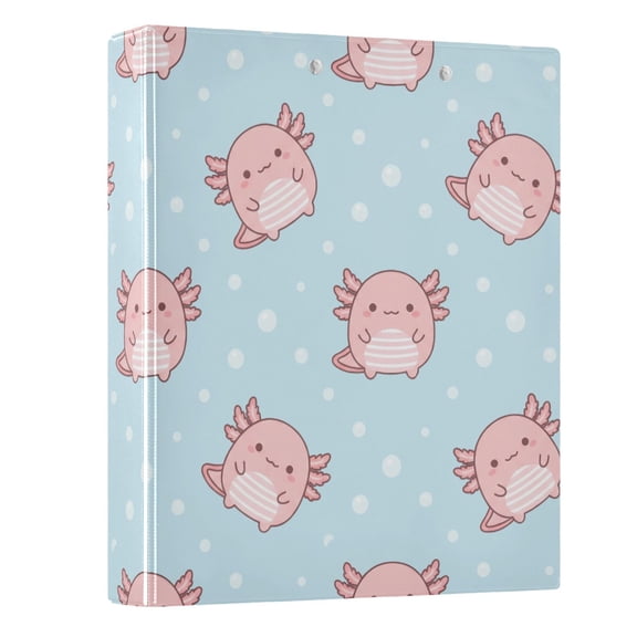 Haosy Hardcover 3 Ring Binder 1.5 Inch Ring Decorative Binder Organizer for Home School Office, Pastel Blue Dot Axolotl