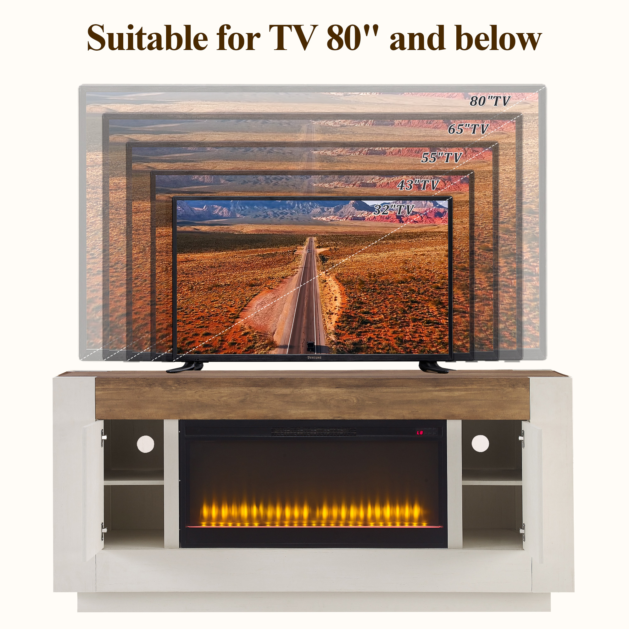 KeyWhat 70" Fireplace TV Stand with 36" Crystal Fireplace photo 3