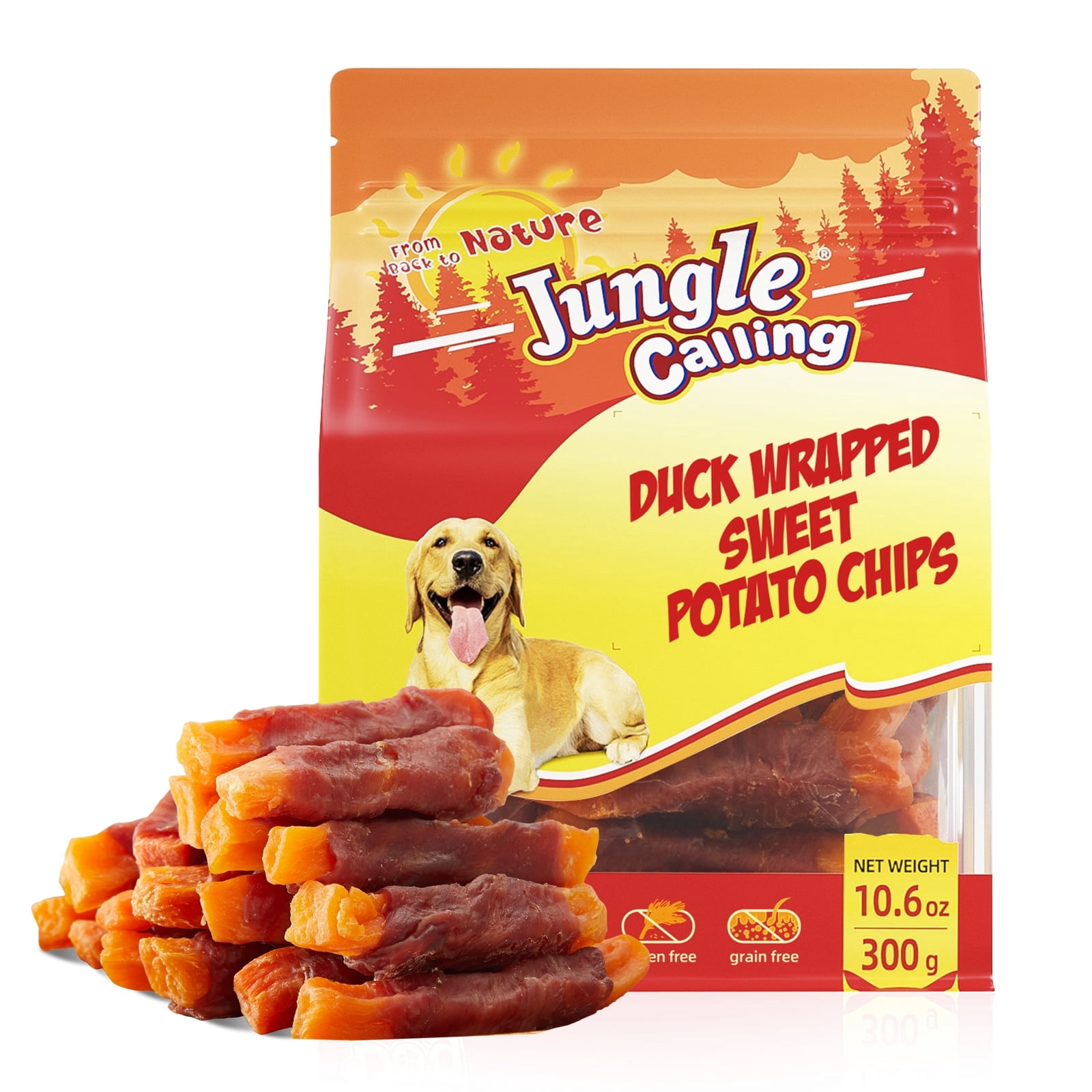 (2 pack) Jungle Calling Duck & Sweet Potato Dog Treats, Healthy Nutritious Snacks Chewy for All Dogs, 10.6 oz
