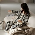 thumbnail image 3 of Pijama de mujer para el hogar, cárdigan con cuello en V, dulce, manga larga, suelto, talla grande, traje de estudiante para el hogar, 3 of 6
