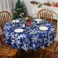 thumbnail image 3 of Christmas Winter Tablecloth, Blue Snowflakes Winter Tablecloth, Christmas Tableware Home Decor, 60 inch Diameter Round, Polyester, 3 of 5