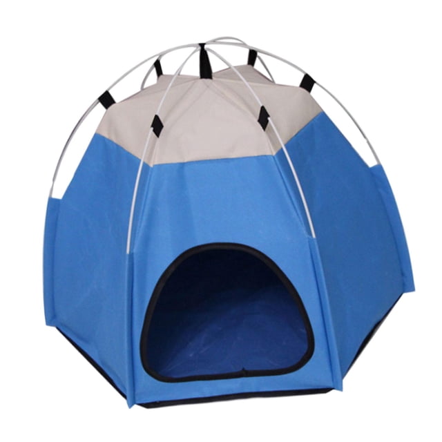 Tienda de campaña para mascotas, caseta para perros, duradera, hecha a mano, suave, antideslizante, con accesorios, calentador para mascotas Azul