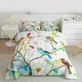 thumbnail image 2 of jejeloiu Colorful Hummingbird Queen Comforter Set,Rainbow Glass Art Bedding Sets,Modern Aesthetic Deagin Bedding Comforter Set For Girl Teens,Breathable Home Decor Reversible,3-Piece, 2 of 8