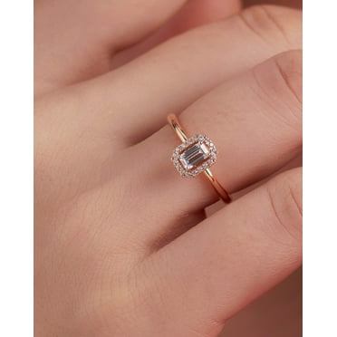 0.38Ct Natural Diamond (SI1/G-H) 14k Rose Gold Halo Ring for Women Gifts/Wedding/Engagement