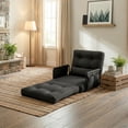 thumbnail image 5 of ALAULM Modern Single-Seater Folding Sofa Bed Convertible Sleeper Couch with Pillows, Storage Side, Versatile Floor Couch for Living Room Bedroom, Black, 5 of 11