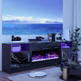 thumbnail image 3 of Rocyis Electric Fireplace TV Stand-70 inch TV Stand with 36" Electric Fireplace, Living Room TV Cabinet with Storage for TVs Up to 80", Led Entertainment Center, Modern Media Console, Marble, 3 of 8