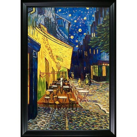 La Pastiche 'Starry Night Metallic' by Vincent Van Gogh Hand Painted Oil on Canvas