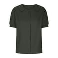 thumbnail image 6 of Hyknon Womens Tops Fashion Solid Color Short Sleeve Turndown Collar Temperament Blouses Shirts Casual Cotton and Linen Loose Fit Versatile Tops, 6 of 6