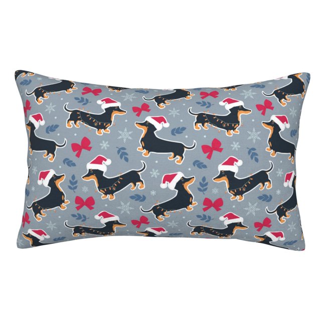 Balery Christmas Hat Dachshund Funda de Cojín Estampada, Regalos para Mujeres, Regalos de Amor para Ella, Regalos para Novia o Esposa, Funda de Almohada-20"x30"