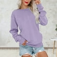 thumbnail image 3 of Pink Season Women Sweatshirt Round Neck Long Sleeve Trendy Versatile Skin-touch Everyday Wearing Polyester Solid Color Women Pullover Streetwear, 3 of 8