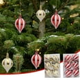 thumbnail image 7 of LanSuare 6Pcs Christmas Balls Ornaments, 3.9"x2.3" Shatterproof White Gold Stripe Painted Xmas Hanging Ball Ornaments, Suitble for Xmas Tree Decor, Party Accessories Decor, 7 of 7