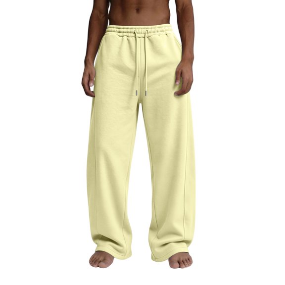 Resicozy Baggy Sweatpants for Men Baggy Casual Straight Wide Leg Sweat Pants Athletic Workout Gym Jogger with Pockets Beige XL