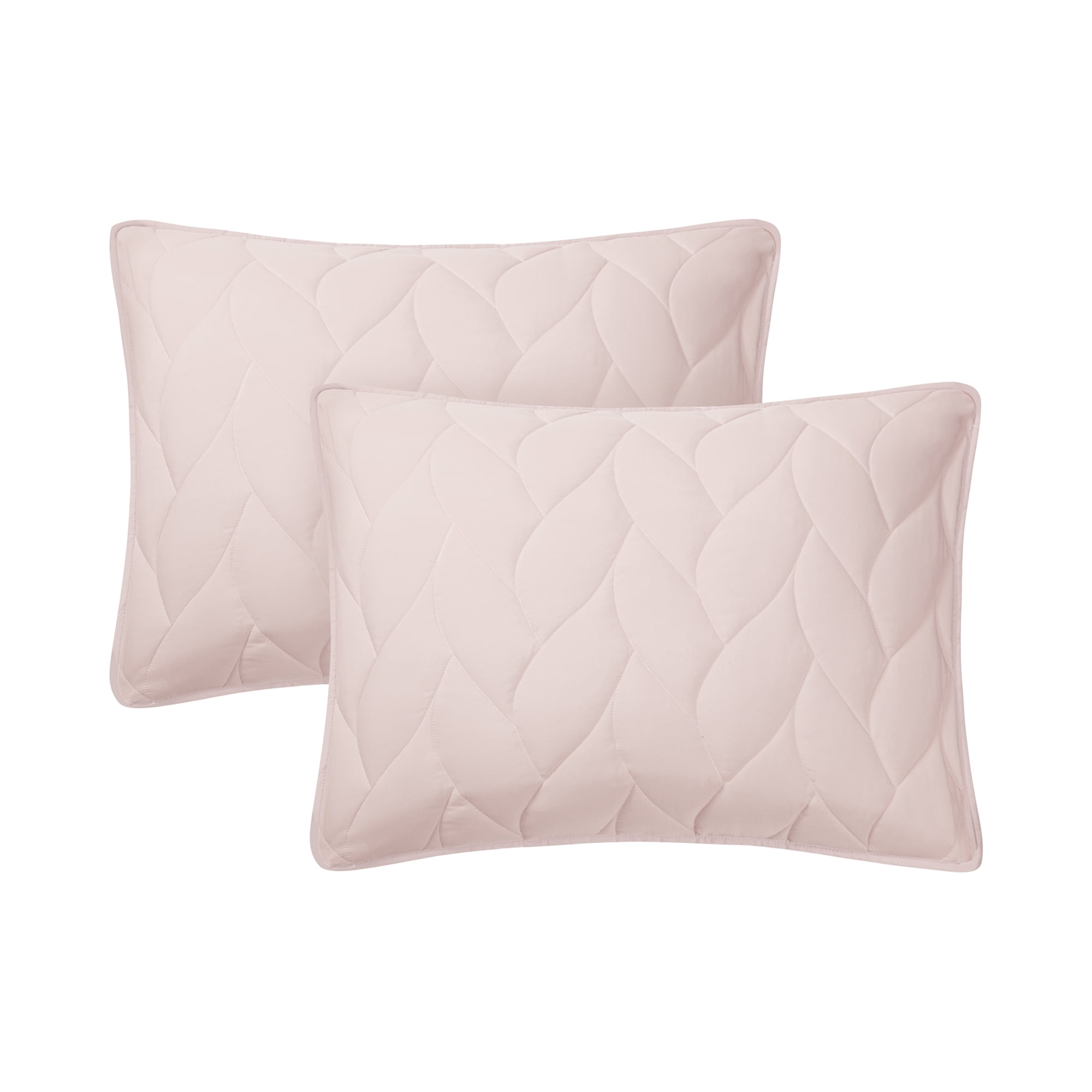 Mainstays 7-Piece Soft Pink Reversible Quilt Set with White Sheets, King