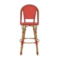 thumbnail image 4 of GDF Studio Cotterell Outdoor French Wicker and Aluminum 29.5 Inch Barstools, Set of 2, Red and Bamboo Finish, 4 of 9
