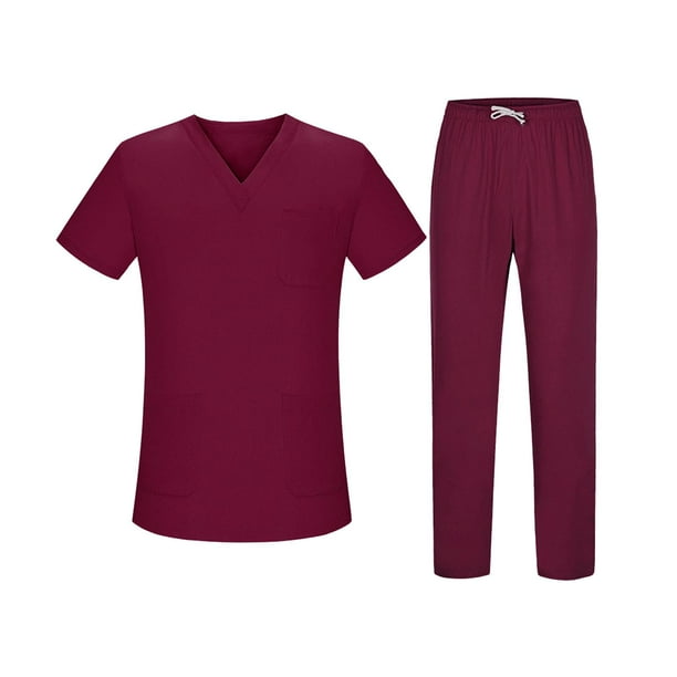 Conjunto de uniformes de enfermería suaves y duraderos, cómodos y transpirables, para enfermería Rojo oscuro